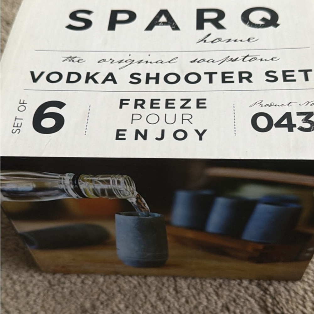 Soapstone Vodka Shooter Set - Gray set of 6. Autographed by Wes Welker.